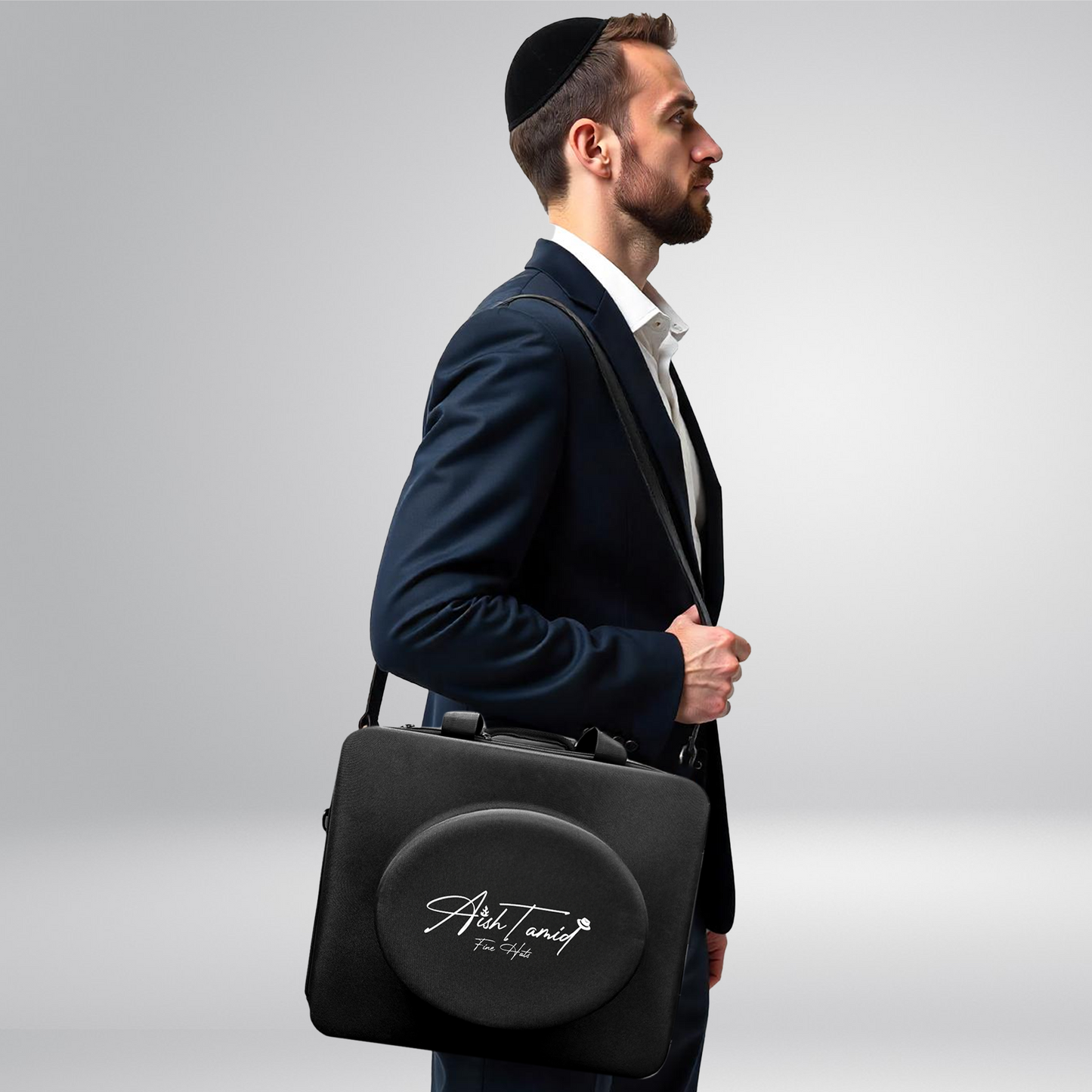 Aish Tamid hat messenger bag carried on the shoulder — standard bag shown as a placeholder